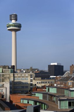 Liverpool 'da. İngiltere. 03.24.12. Radio City Tower (ayrıca St. Johns Beacon olarak da bilinir) İngiltere 'nin kuzeybatısındaki Liverpool şehrinde yer almaktadır. 1969 yılında tamamlanmış olup, 138 m (452 ft) yüksekliğindedir..