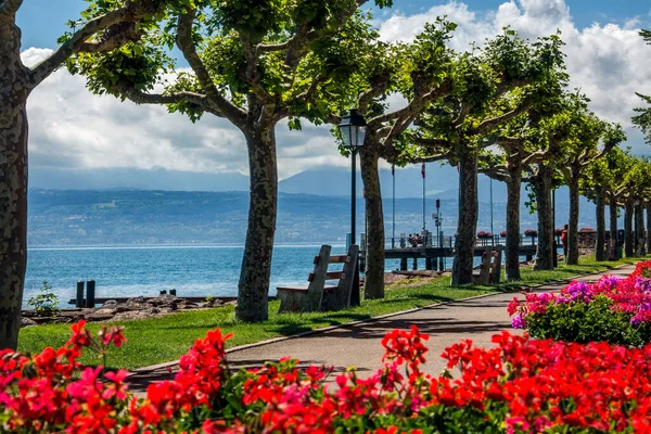 Orla Marítima Boulevard Prex Costa Norte Lago Genebra Cantão Vaud — Fotografia de Stock