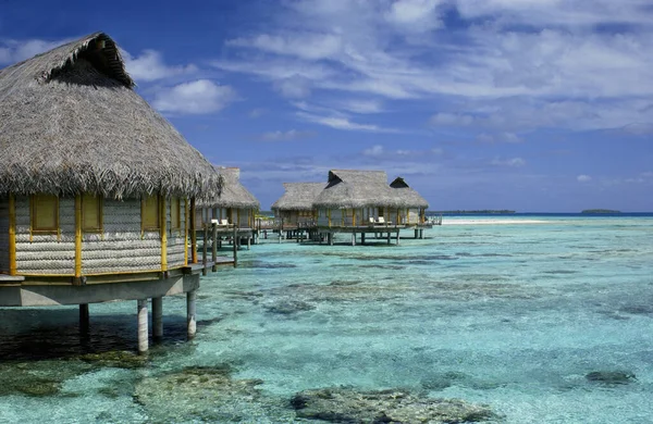 Moradias Subaquáticas Resort Férias Luxo Taiti Polinésia Francesa Pacífico Sul — Fotografia de Stock