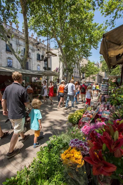 Market Stalls Las Ramblas City Barcelona Catalonia Region Spain — Stock Photo, Image