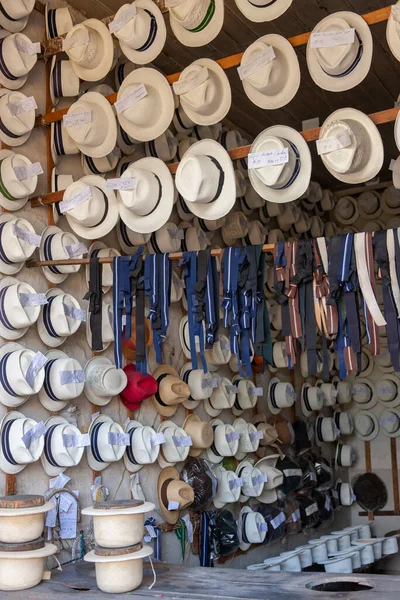 Panama Hats Sale Small Shop Otavalo Northern Ecuador South America — Stock Photo, Image