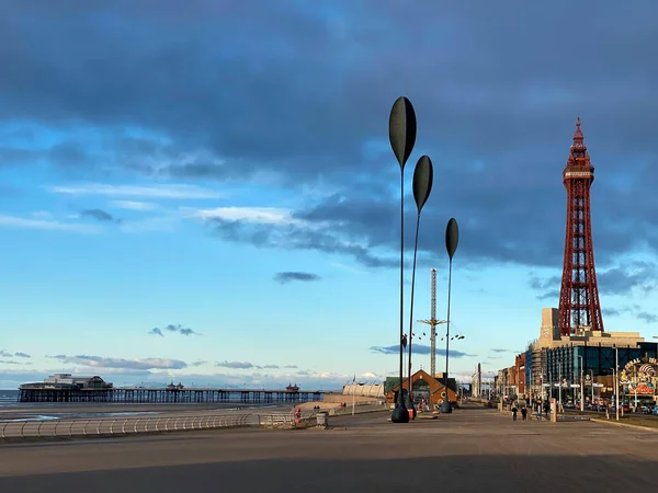 블랙풀 Blackpool Tower Blackpool 북서부 해안에 랭커셔군의 휴양지이다 — 스톡 사진
