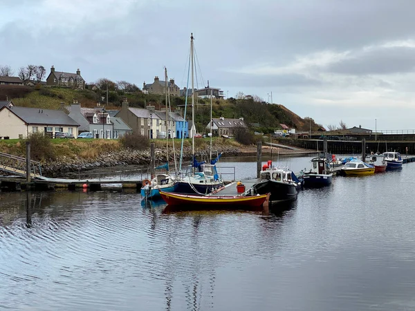 Kikötő Tengerparti Falu Helmsdale Sutherland Keleti Partján Skócia — Stock Fotó