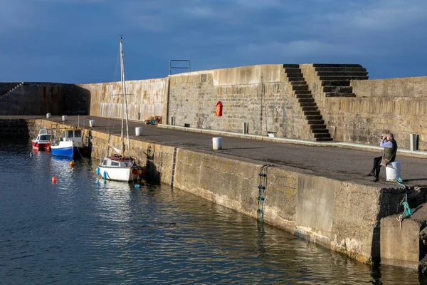 Kikötő Portsoyban Egy Kis Tengerparti Város Moray Firth Aberdeenshire Ben — Stock Fotó