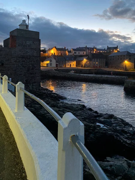 Alkonyat Századi Kikötőben Portsoyban Egy Kis Tengerparti Városban Aberdeenshire Ben — Stock Fotó