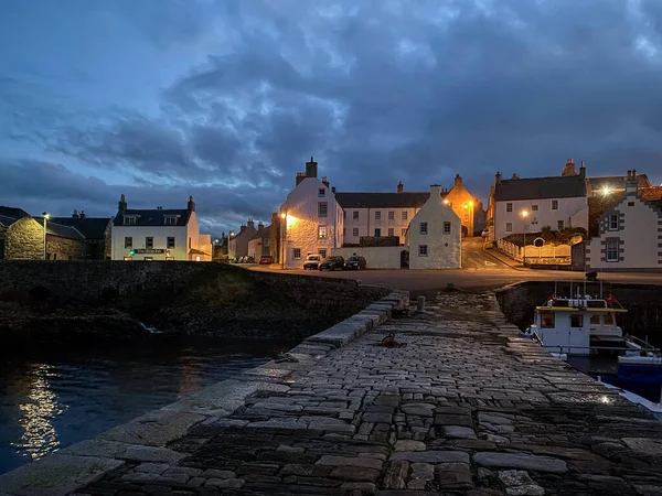 Dusk 18Th Century Harbor Portsoy Small Coastal Town Aberdeenshire Scotland — Stock Photo, Image