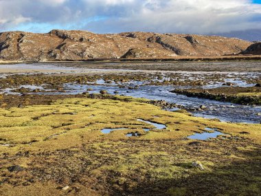 İskoçya 'nın kuzeybatı kıyısındaki Laxford Gölü' nün güney kıyısında, Badnabay 'da gelgit alçak..