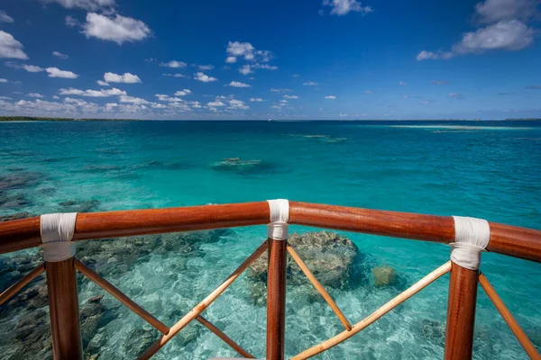 Vacaciones Lujo Vista Desde Alojamiento Lujo Sobre Una Laguna Tropical — Foto de Stock