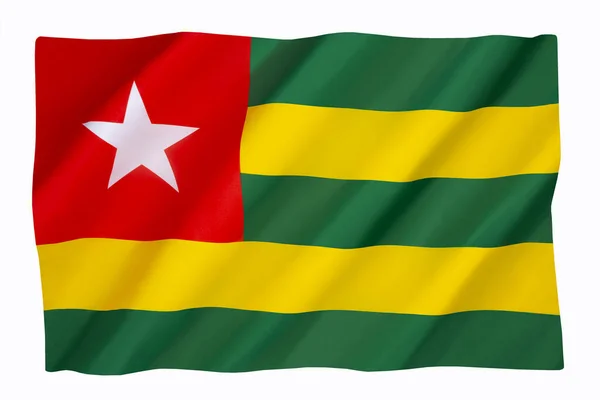 서아프리카에 나라인 토고의 국기와 국기입니다 명칭은 공화국이다 하얗게 구별되어 자른다 — 스톡 사진