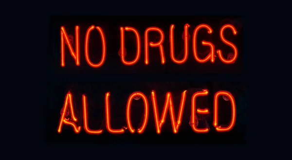 Červený Neonový Znak Nejsou Povoleny Žádné Drogy — Stock fotografie