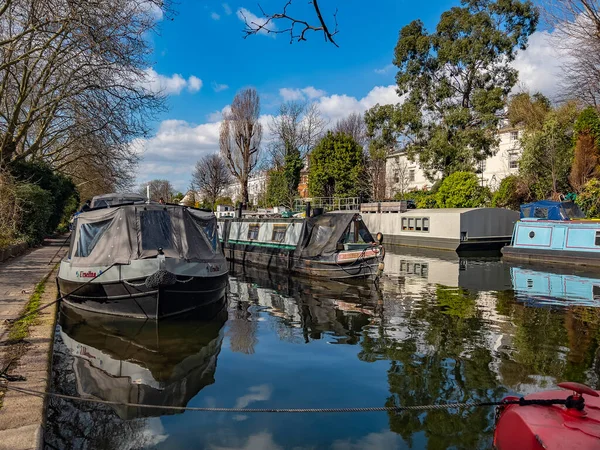 Narrowboats Grand Union Canal Little Venice Area Central London United — Stock Photo, Image