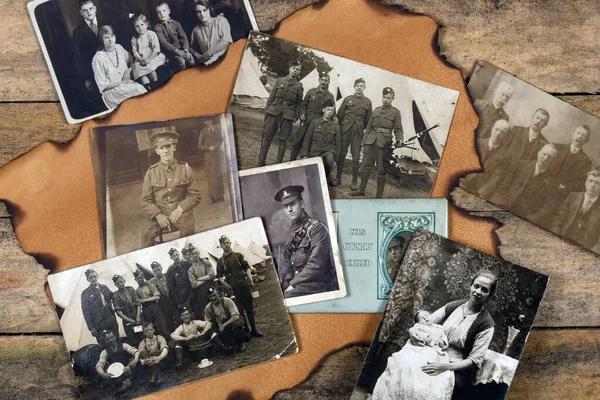 Genealogy Old Family Photographs Time First World War 1914 — Stock Photo, Image