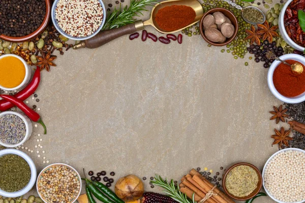 Menu Template Herbs Spices Used Add Flavor Seasoning Cooking — Stock Photo, Image