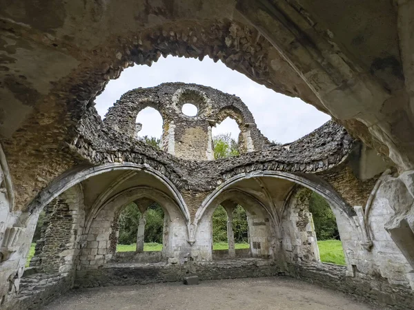 Vaulted Ceiling Ruins Waverley Abbey First Cistercian Abbey England Founded — Stock Photo, Image