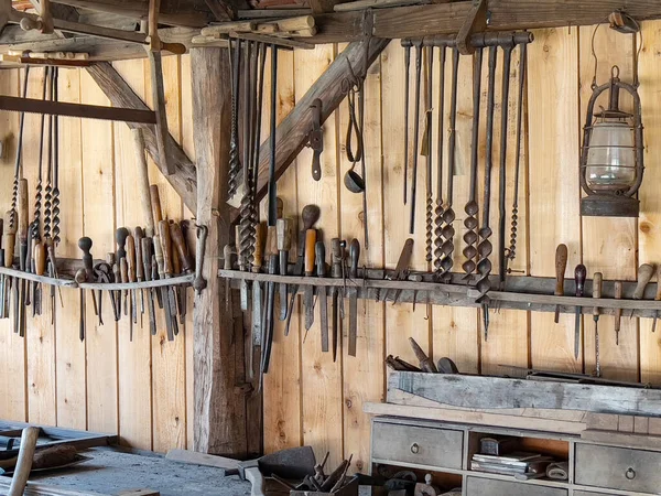 Tools Carpenters Workshop Weald Downland Open Air Museum West Sussex — Stock Fotó