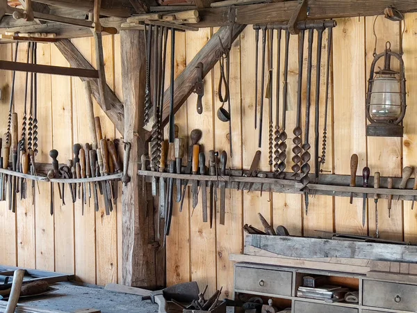 Tools Carpenters Workshop Weald Downland Open Air Museum West Sussex — Stock Photo, Image