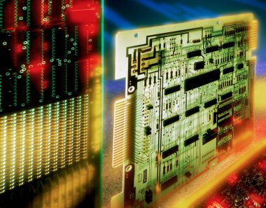 Elektronik, Basılı Devre Tahtaları. Hafif boyama teknikleri kullanılarak fotoğraflandı.
