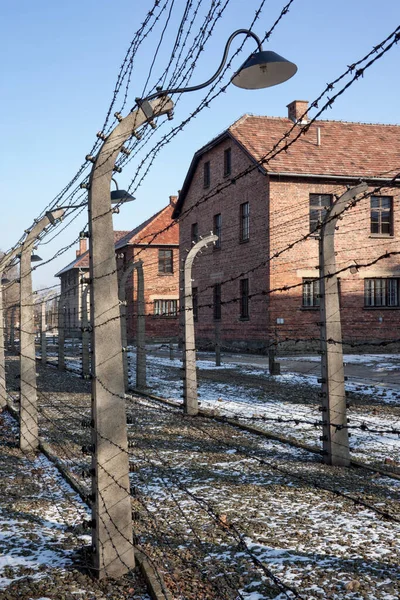 Obóz Koncentracyjny Auschwitz Pod Krakowem Polsce Gdzie Naziści Wymordowali Trzech — Zdjęcie stockowe