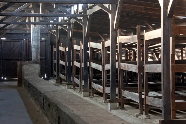 Gevangene Huisvesting Auschwitz Birkenau Het Vernietigingskamp Bij Krakau Polen Waar — Stockfoto