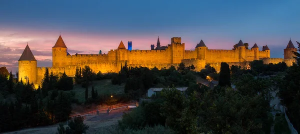 Fortaleza Medieval Cidade Murada Carcassonne Sudoeste França Fundada Pelos Visigodos — Fotografia de Stock