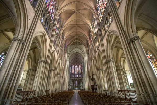 Innenraum Der Gotischen Kathedrale Pierre Paul Der Stadt Troyes Der — Stockfoto