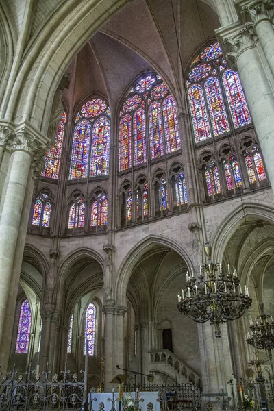 Interieur Van Gotische Kathedraal Pierre Paul Stad Troyes Champagne Regio — Stockfoto