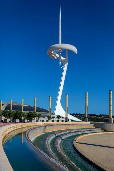 Tour Des Télécommunications Dans Parc Olympique Anella Olimpica Dans Quartier — Photo