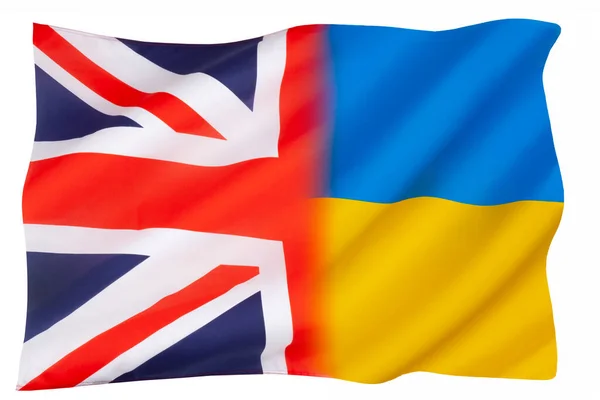 Σημαία Συμβολική Της Βρετανικής Υποστήριξης Της Ουκρανίας — Φωτογραφία Αρχείου