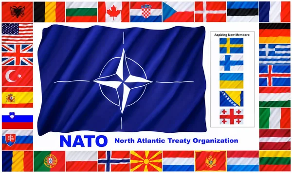 Flags Countries North Atlantic Treaty Organization Nato June 2022 Member — Stock Photo, Image