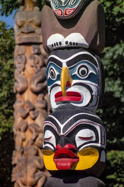 Totem Pole Stanley Park City Vancouver British Columbia Canada — Stock Photo, Image