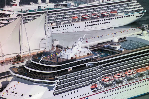 Cruceros Amarrados Terminal Cruceros Vancouver Ciudad Vancouver Canadá — Foto de Stock