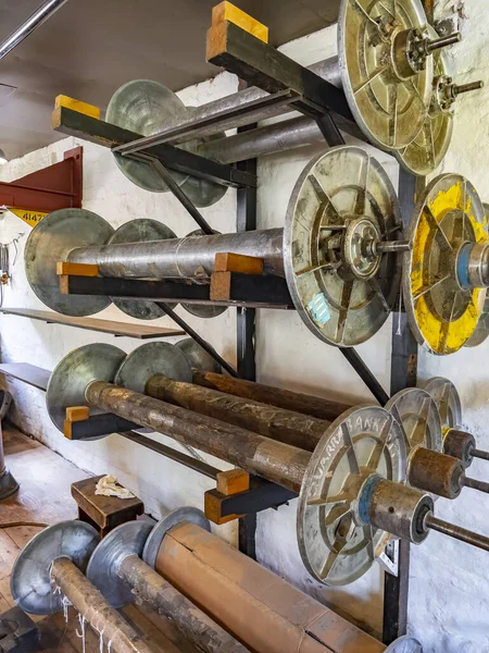 Large Metal Bobbins Spares Department Workshop Quarry Bank Mill Also — Stock Photo, Image