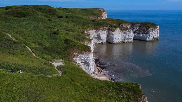 Letecký Pohled Útesy Flamborough Head Yorkshire Severovýchodním Pobřeží Anglie — Stock fotografie