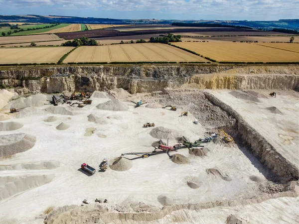 Aerial View Construction Aggregate Quarry Malton North Yorkshire Countryside Northeast —  Fotos de Stock
