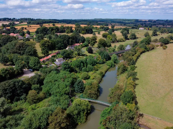 Aerial View River Derwent North Yorkshire Countryside Northeast England — Stockfoto