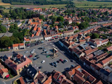 Aerial view of the village of Helmsley in the Ryedale District of North Yorkshire, United Kingdom.