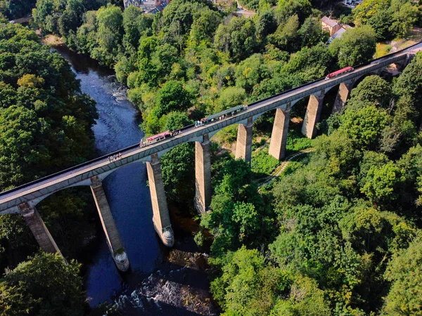 Aerial View Pontcysyllte Aqueduct Carries Llangollen Canal River Dee Vale —  Fotos de Stock