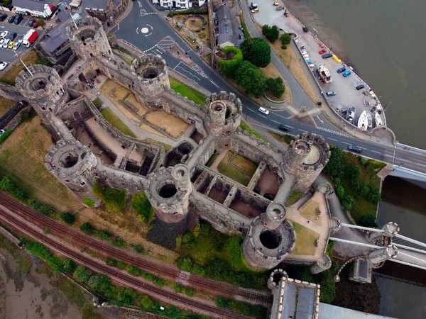 Aerial View Conwy Castle Town Conwy North Wales Built Edward — ストック写真