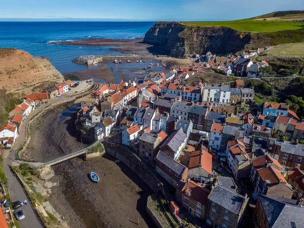 Aerial View Village Staithes North Yorkshire Coast United Kingdom Formerly — Stock Photo, Image