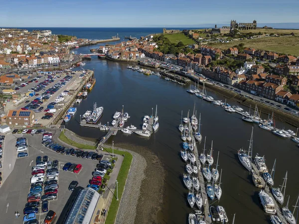 Aerial View Whitby Harbor North Yorkshire Coast United Kingdom — Stock Photo, Image