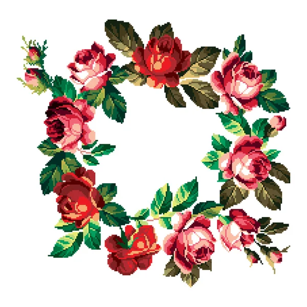 Rose wreath embroidery — Stock Vector