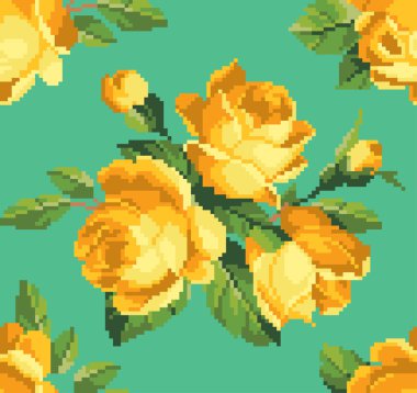 Sarı Gül nakış deseni demet