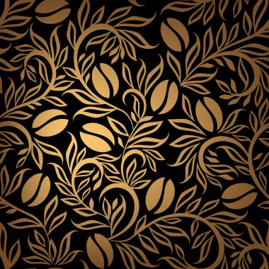 Coffee beans gold pattern clipart