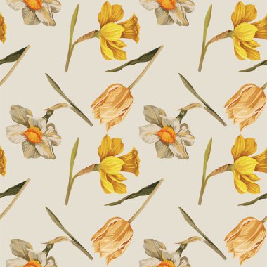 nokta ile nergis ve Lale vintage desen