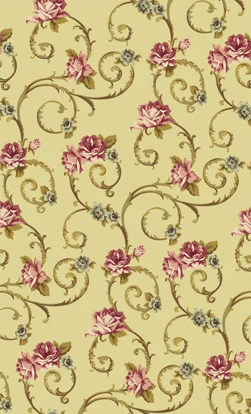 Roses avec motif baroque vintage volute — Image vectorielle