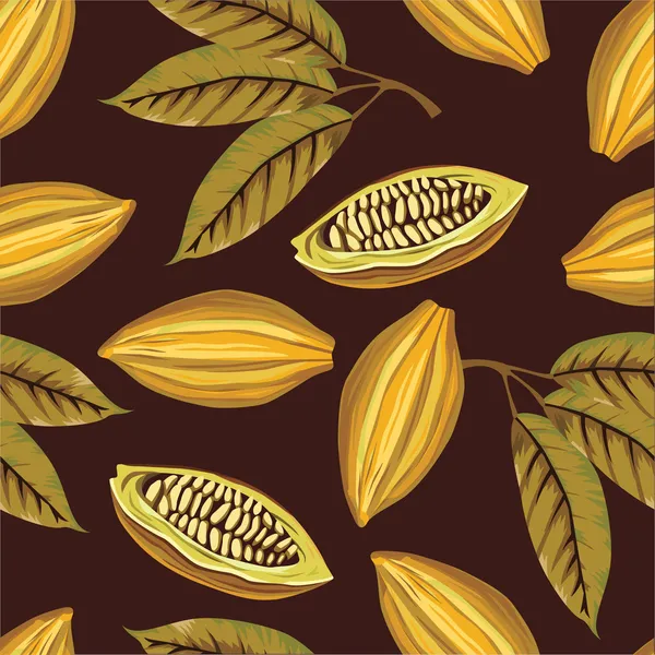 Patrón vintage de granos de cacao — Vector de stock