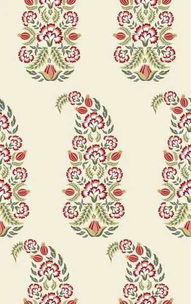 Paisley bloemmotief anjers — Stockvector