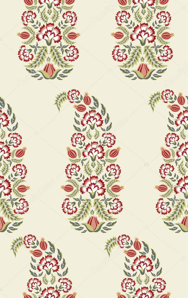 Carnations floral paisley pattern