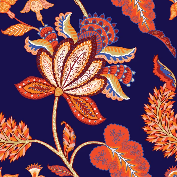 Vinateg motif indien floral — Image vectorielle