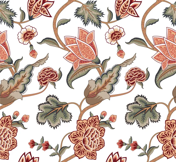 Vintage Tulpe und Blätter Muster — Stockvektor